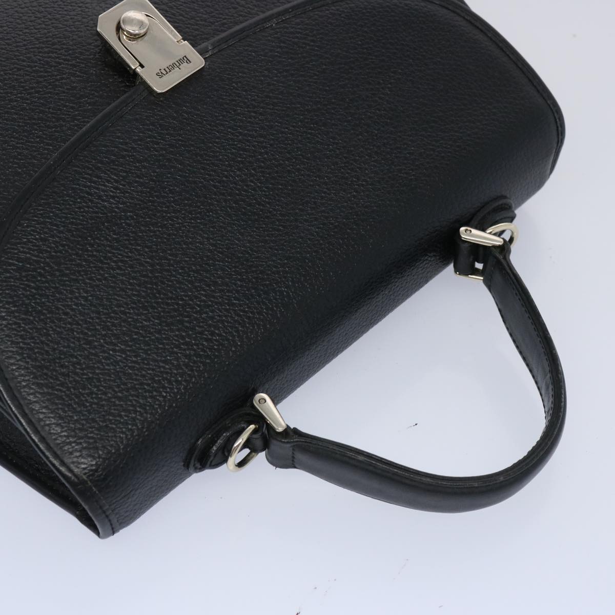 Burberrys Hand Bag Leather Black Auth bs11684