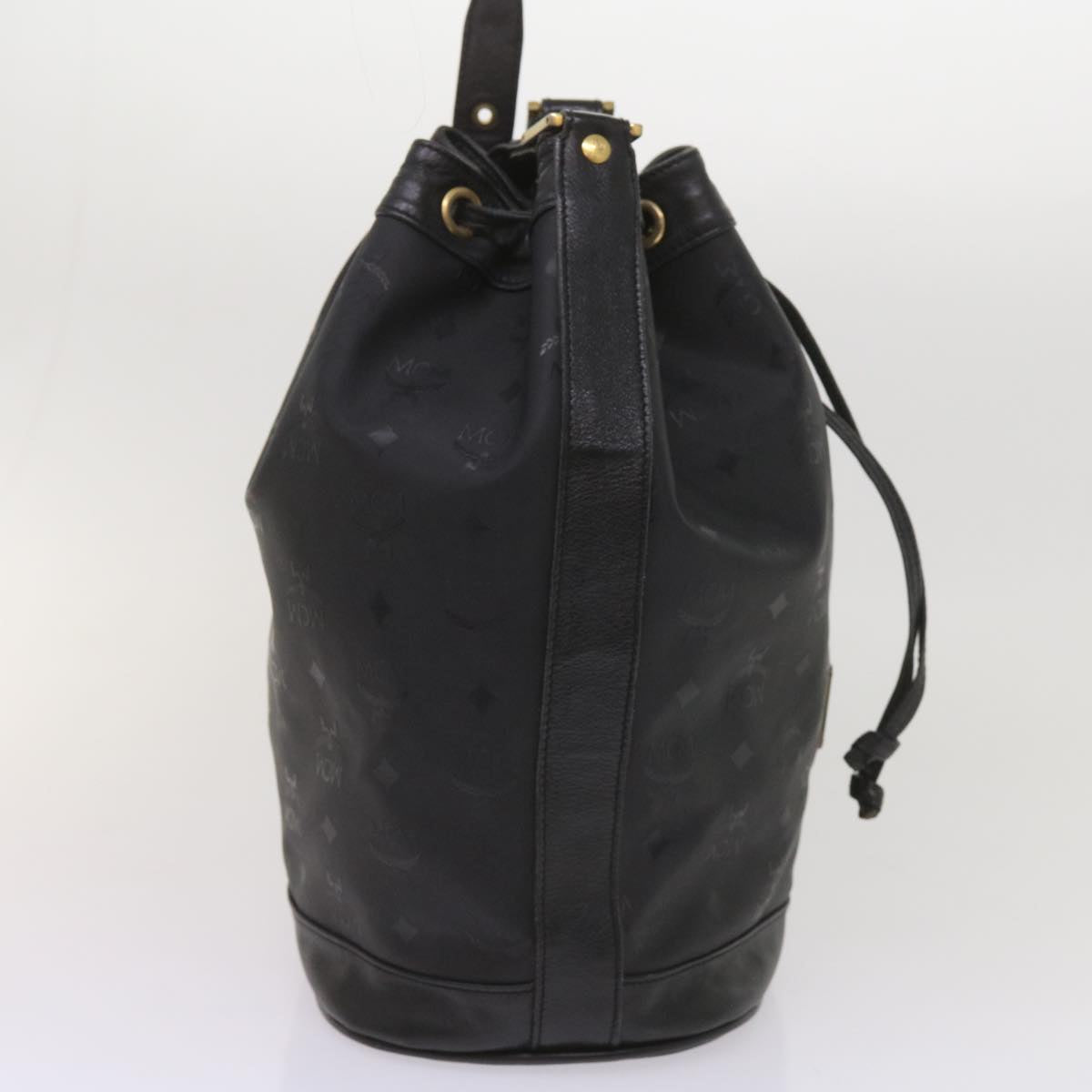 MCM Vicetos Logogram Shoulder Bag Nylon Black Auth bs11686