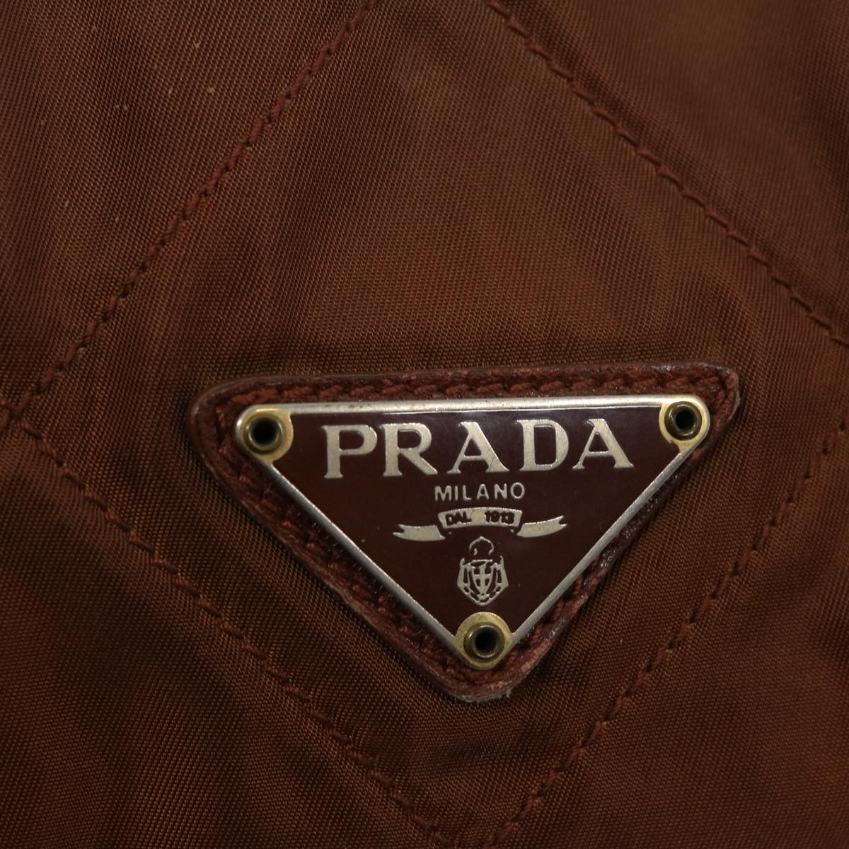 PRADA Quilted Chain Shoulder Bag Nylon Brown Auth bs11690