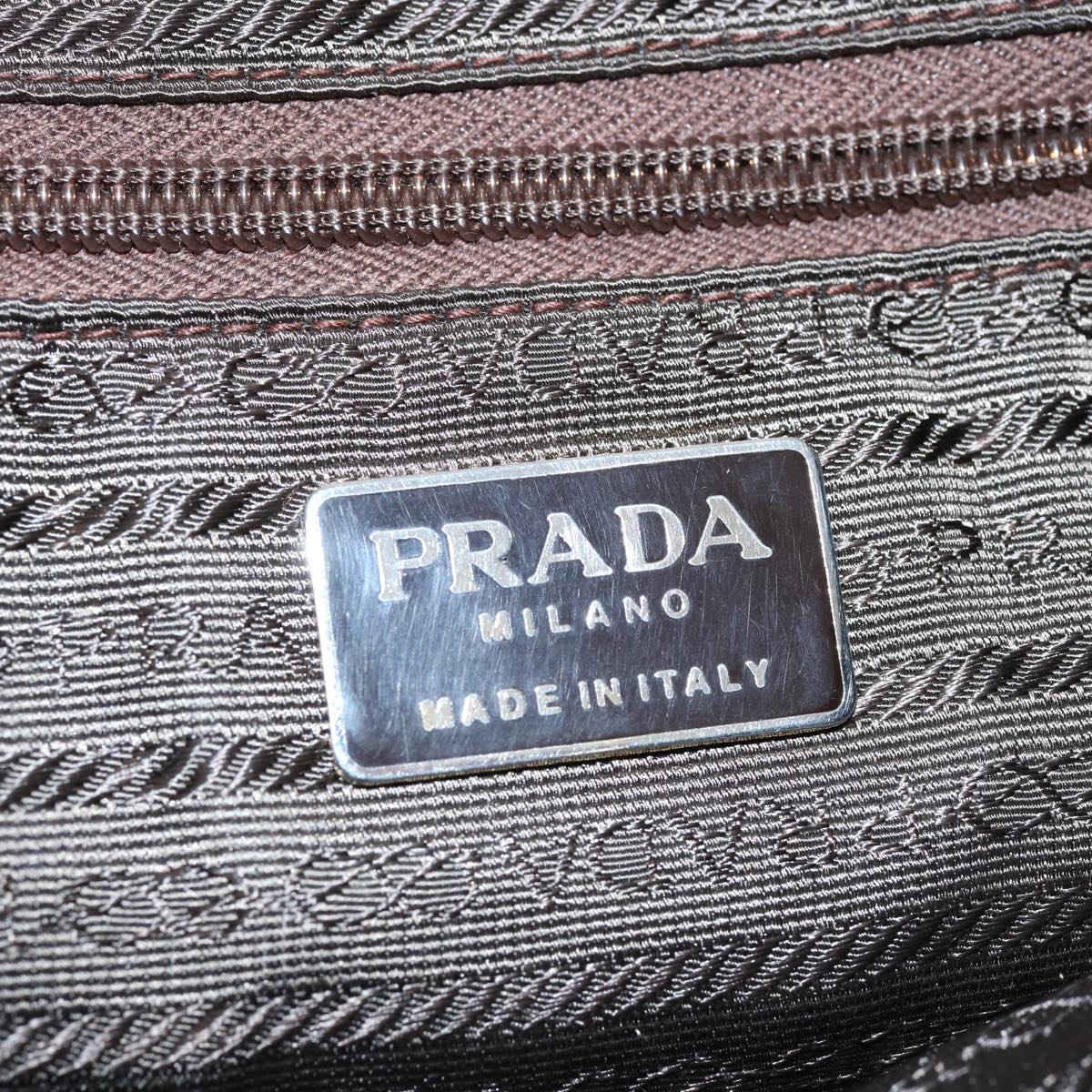 PRADA Quilted Chain Shoulder Bag Nylon Brown Auth bs11690