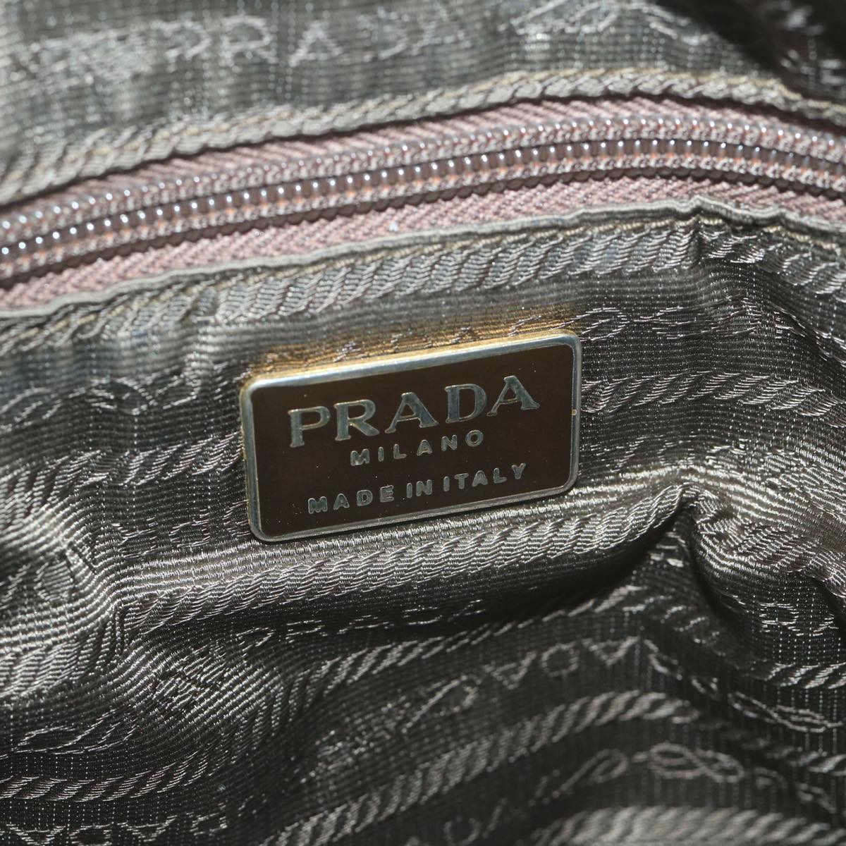 PRADA Chain Hand Bag Nylon Khaki Auth bs11695