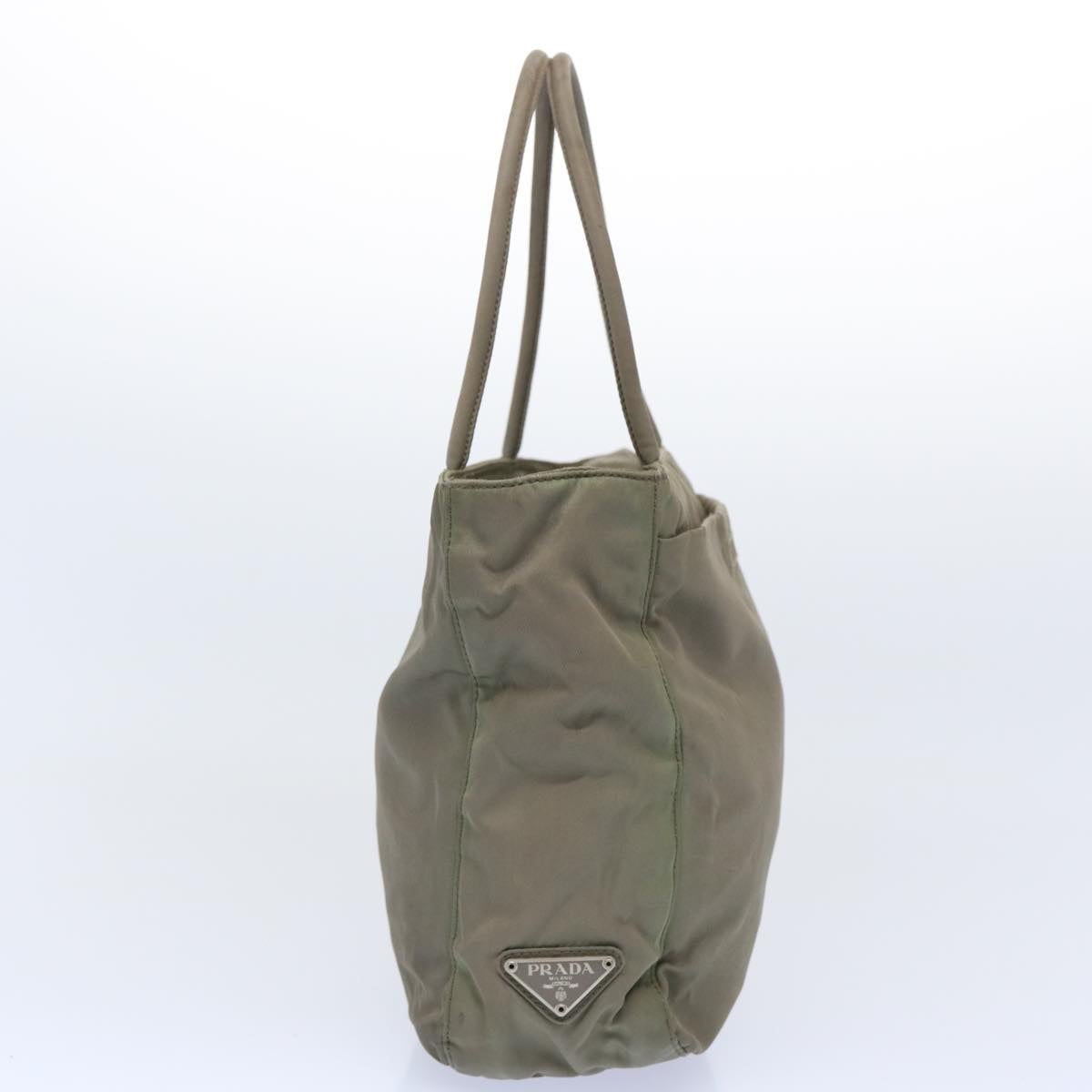 PRADA Hand Bag Nylon Khaki Auth bs11700