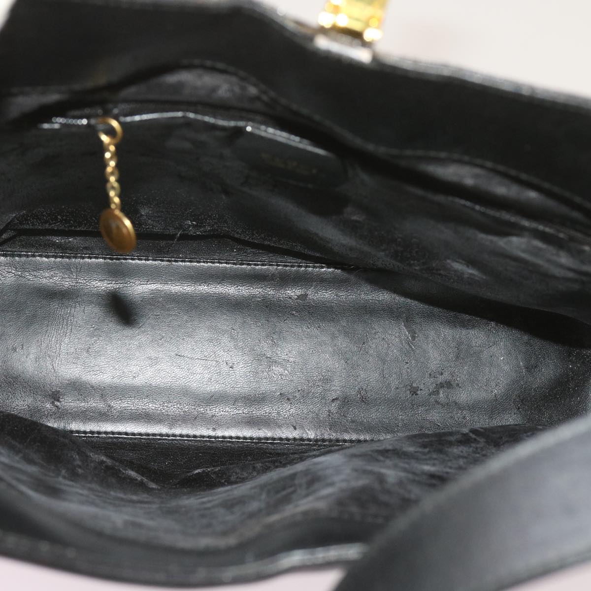 GUCCI Shoulder Bag Leather Black Auth bs11706