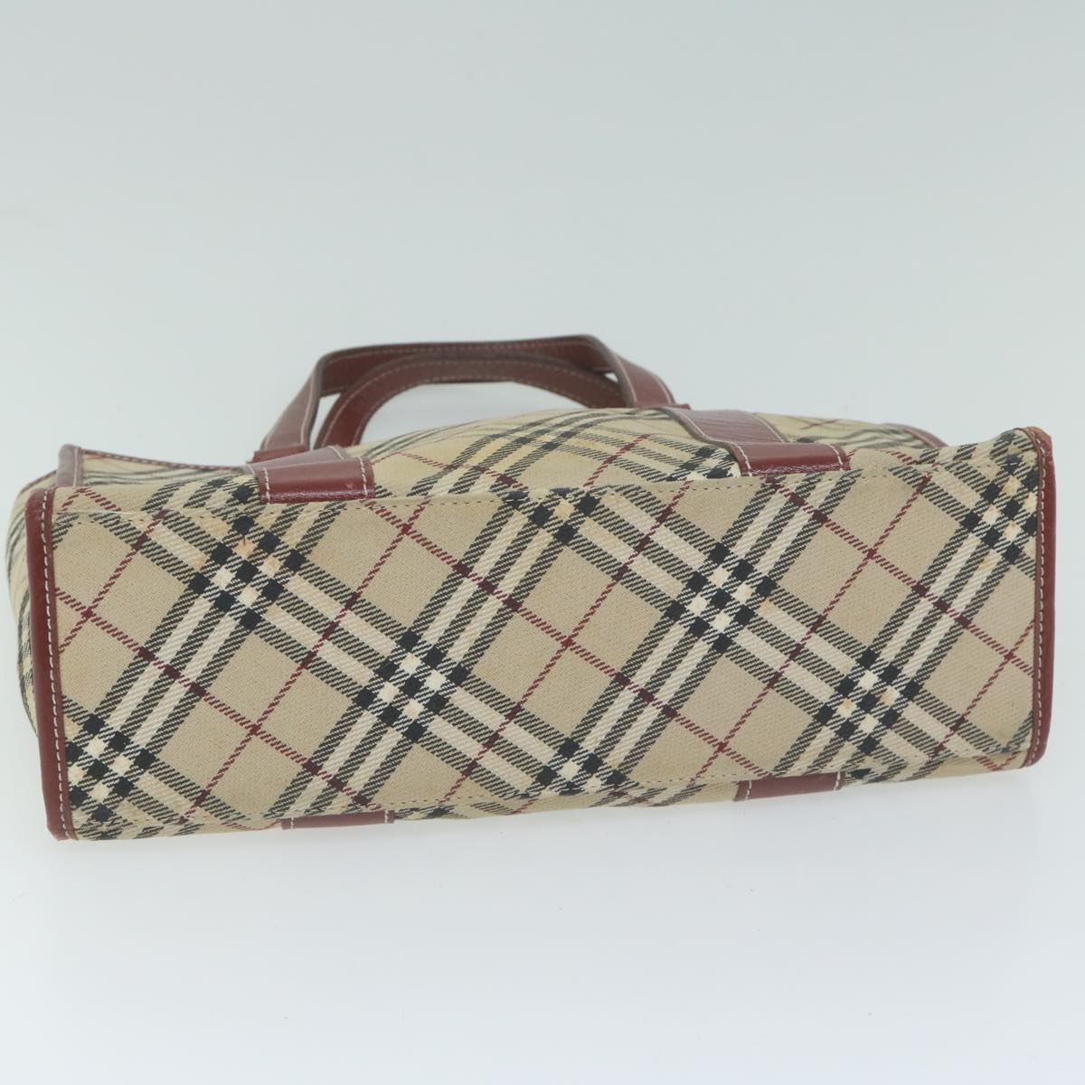 BURBERRY Nova Check Blue Label Hand Bag Canvas Beige Red Auth bs11717