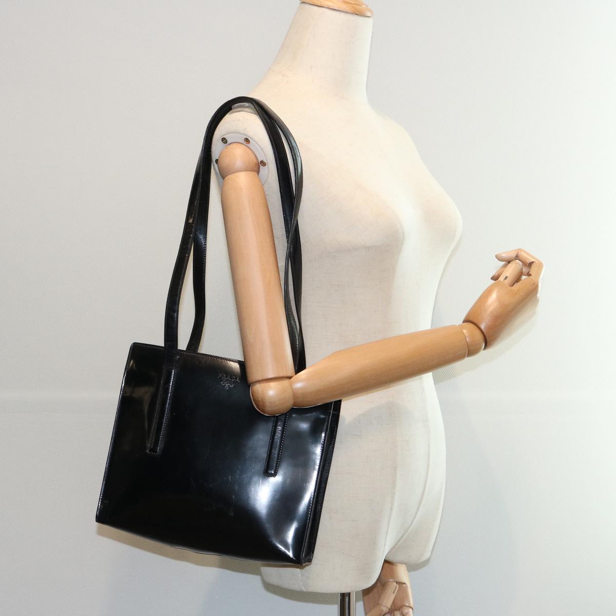 PRADA Shoulder Bag Leather Black Auth bs11725