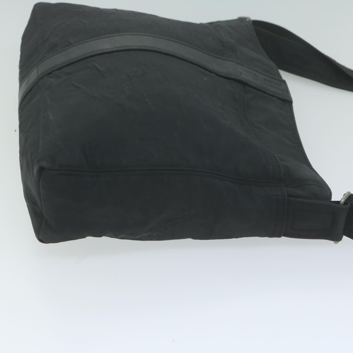 HERMES Acapulco Basas MM Shoulder Bag Nylon Black Auth bs11741