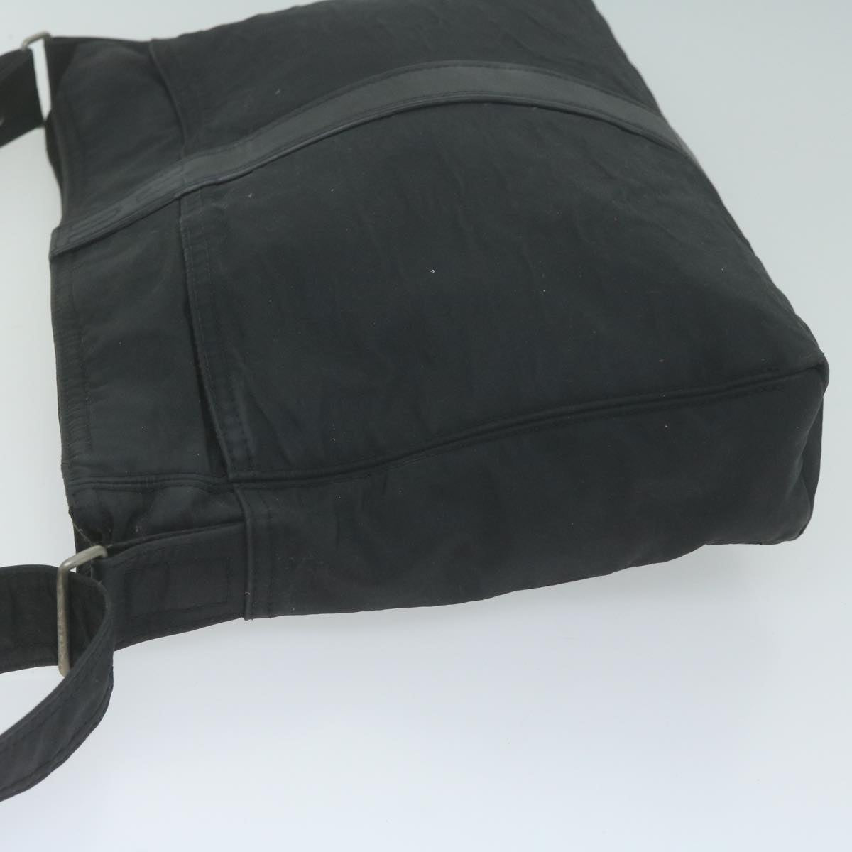 HERMES Acapulco Basas MM Shoulder Bag Nylon Black Auth bs11741
