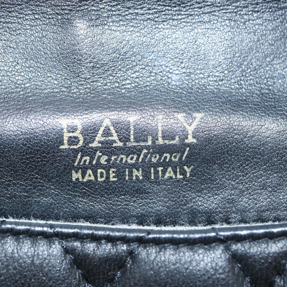 BALLY Quilted Shoulder Bag Leather Navy Auth bs11762