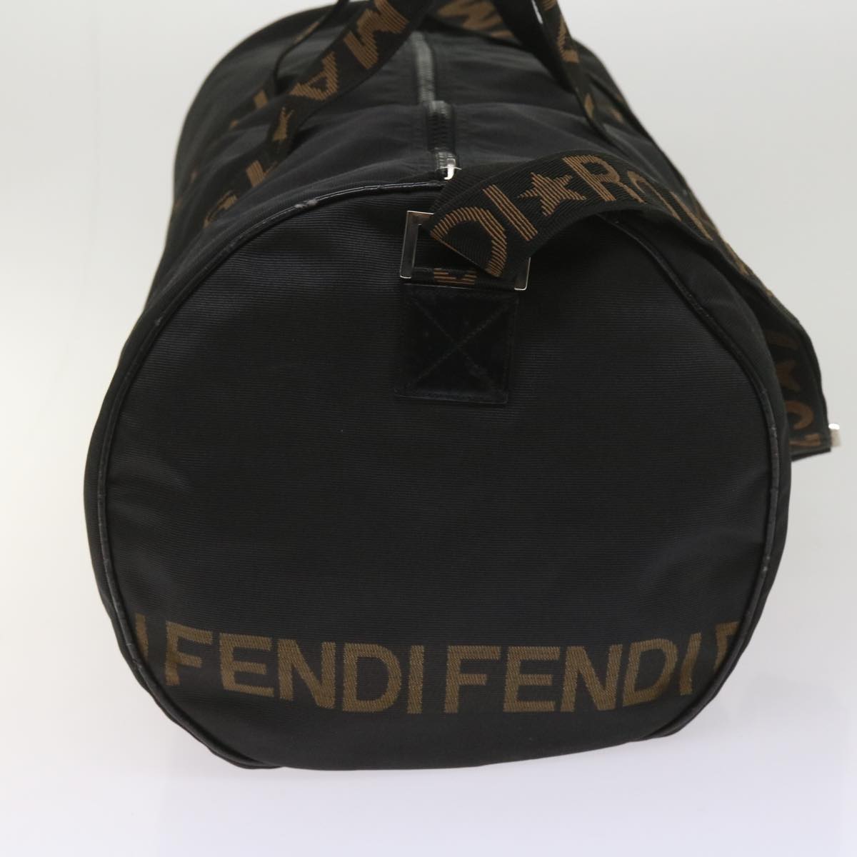 FENDI Boston Bag Canvas 2way Black Auth bs11779