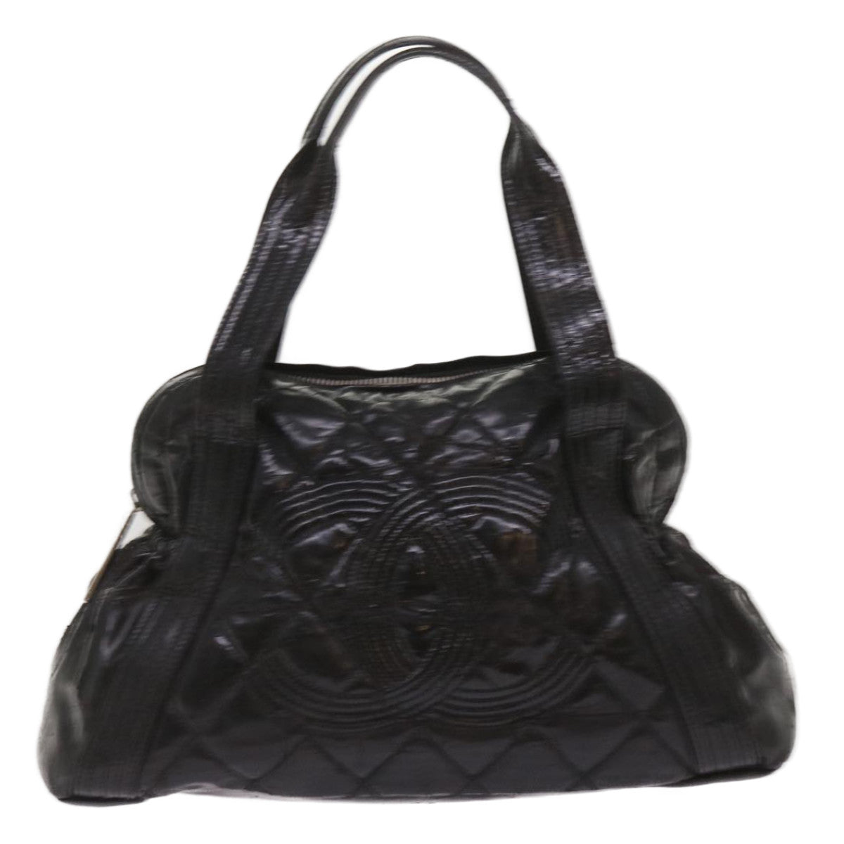 CHANEL Shoulder Bag Patent leather Black CC Auth bs11782 - 0