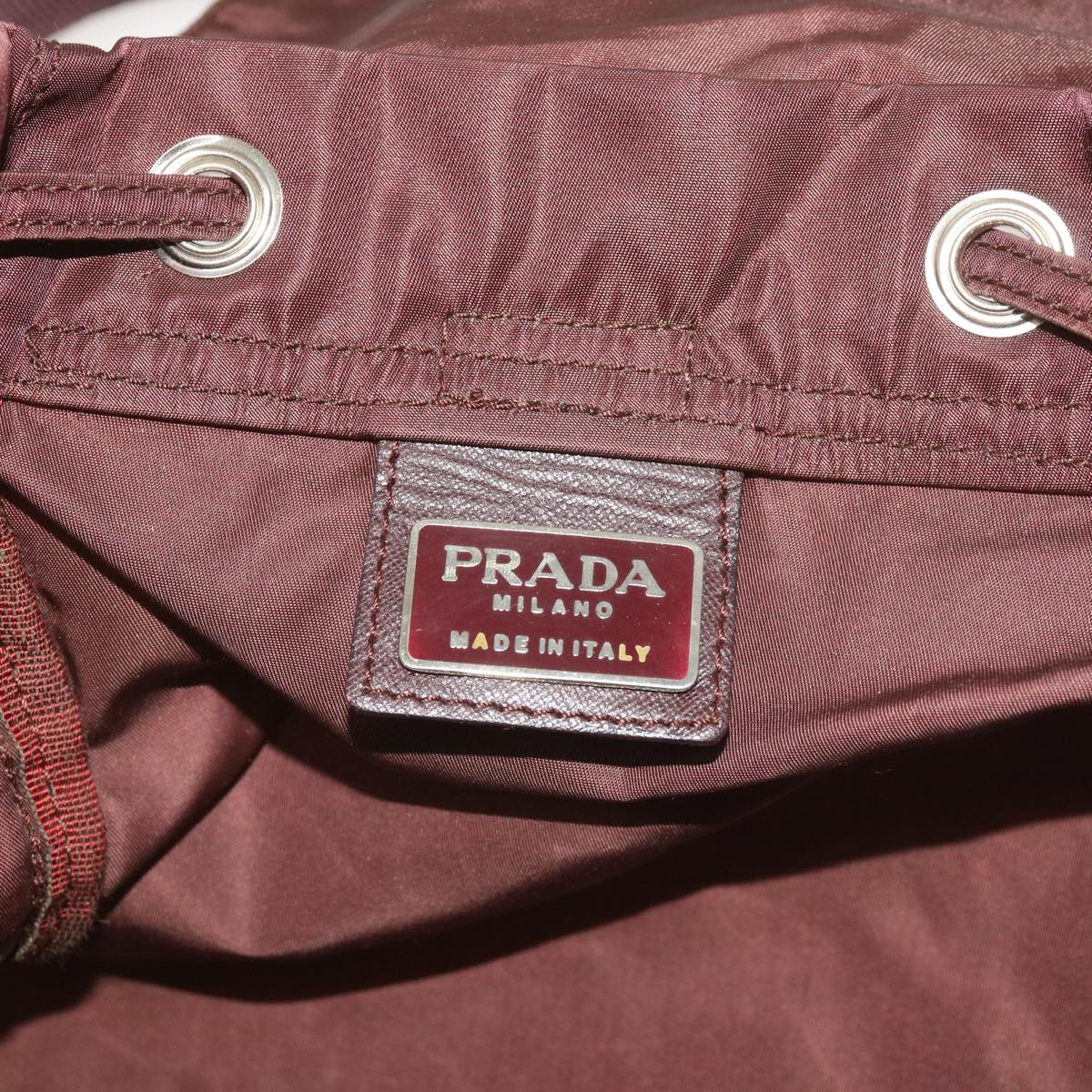 PRADA Backpack Nylon Wine Red Auth bs11789