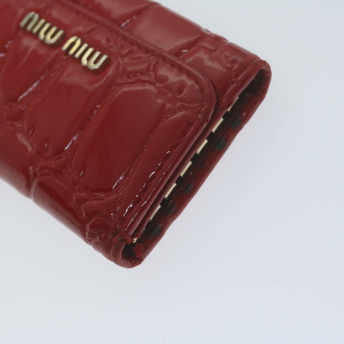 Miu Miu Key Case Wallet Leather 6Set Black Red beige Auth bs11793