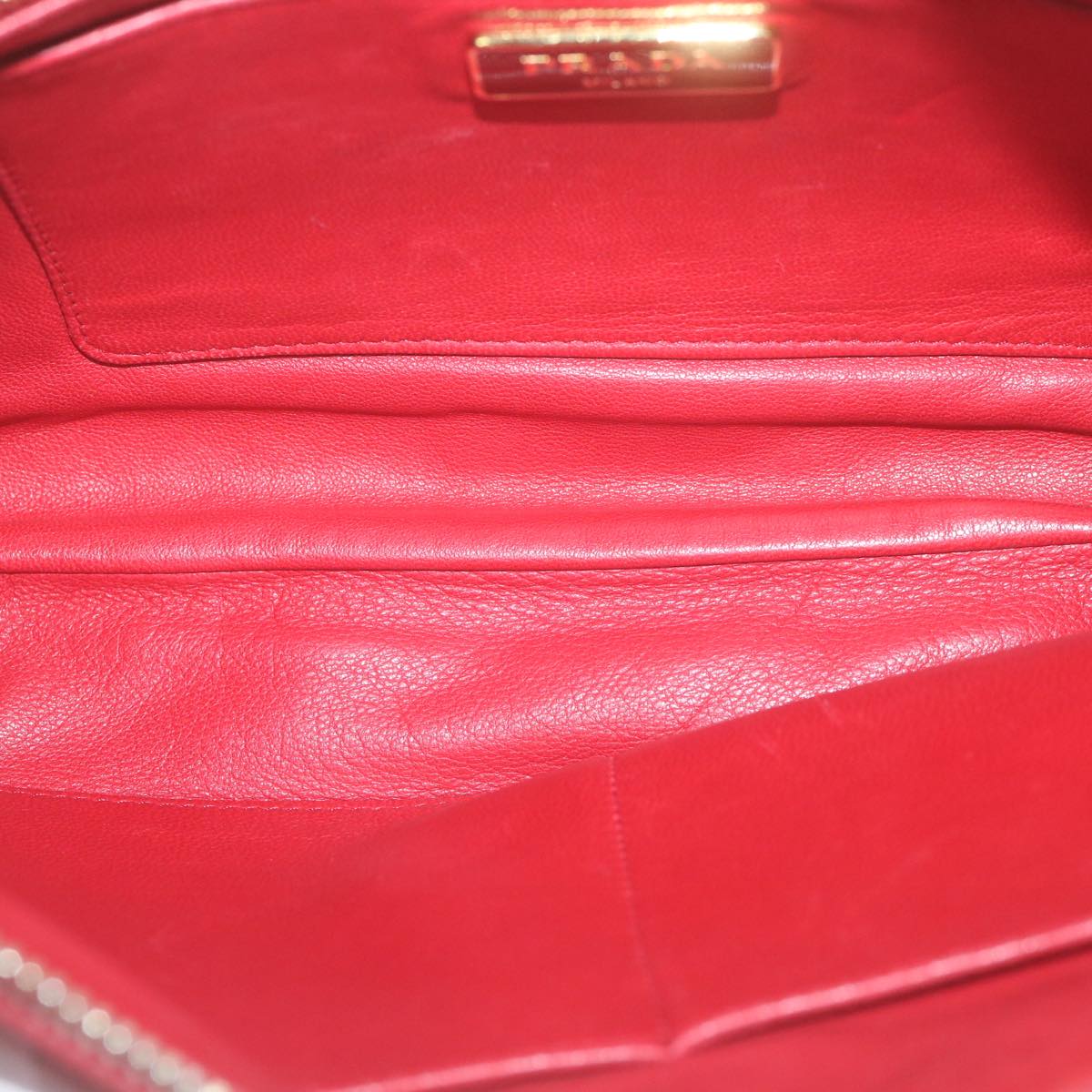 PRADA Clutch Bag Leather Red Auth bs11809