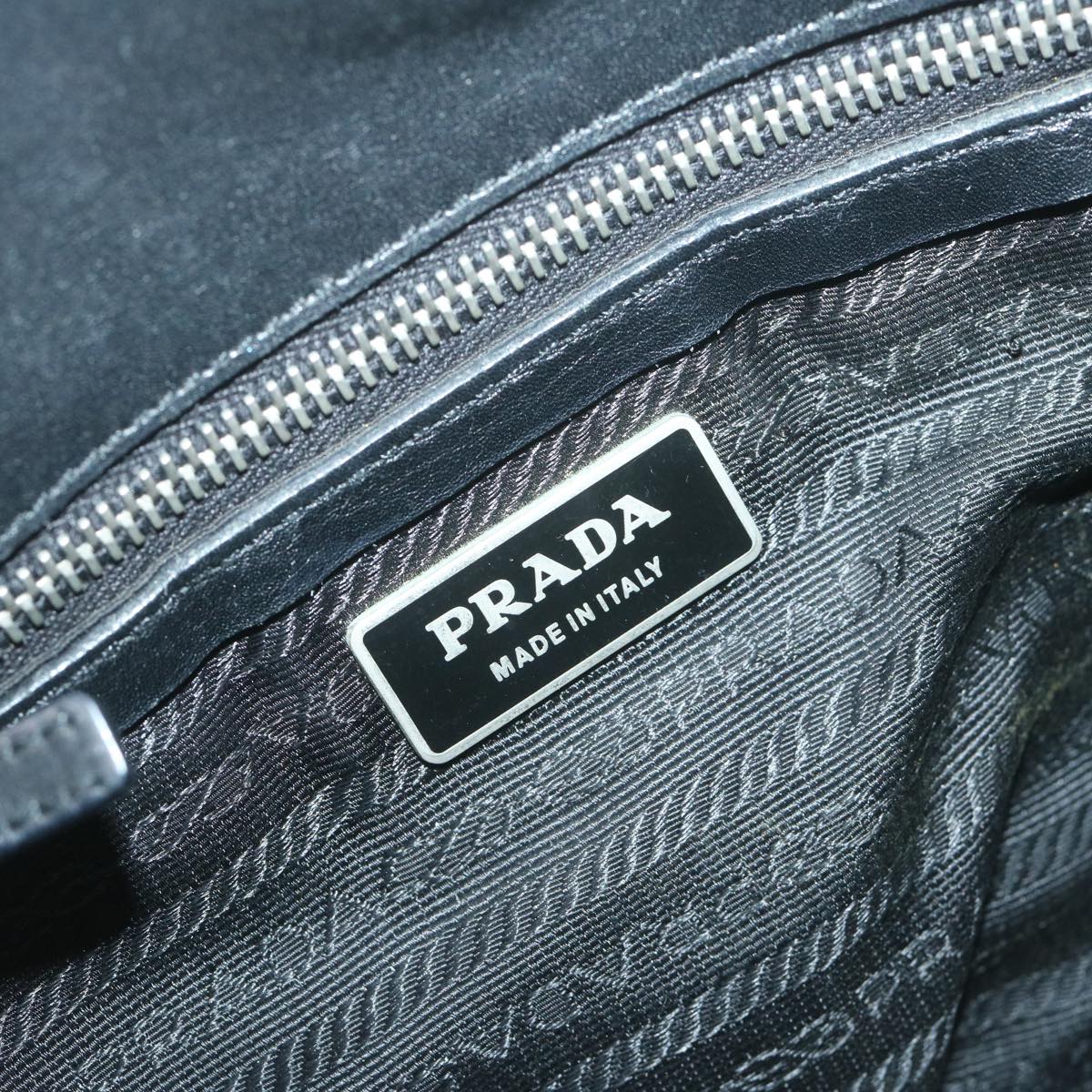 PRADA Shoulder Bag Nylon Leather Black Auth bs11810