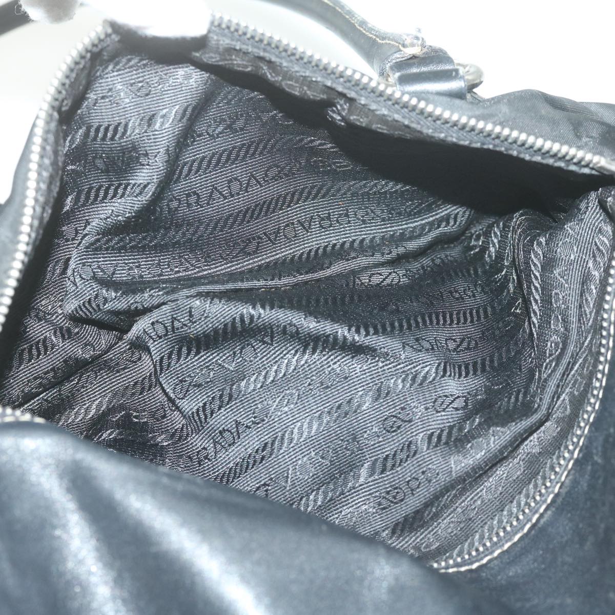 PRADA Shoulder Bag Nylon Leather Black Auth bs11810