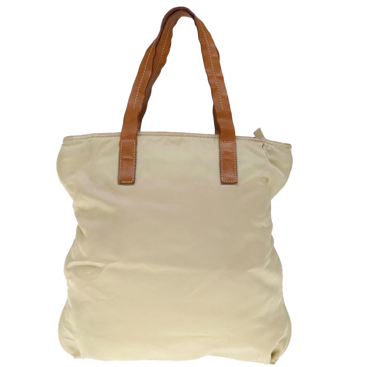 PRADA Hand Bag Nylon Beige Auth bs11811 - 0