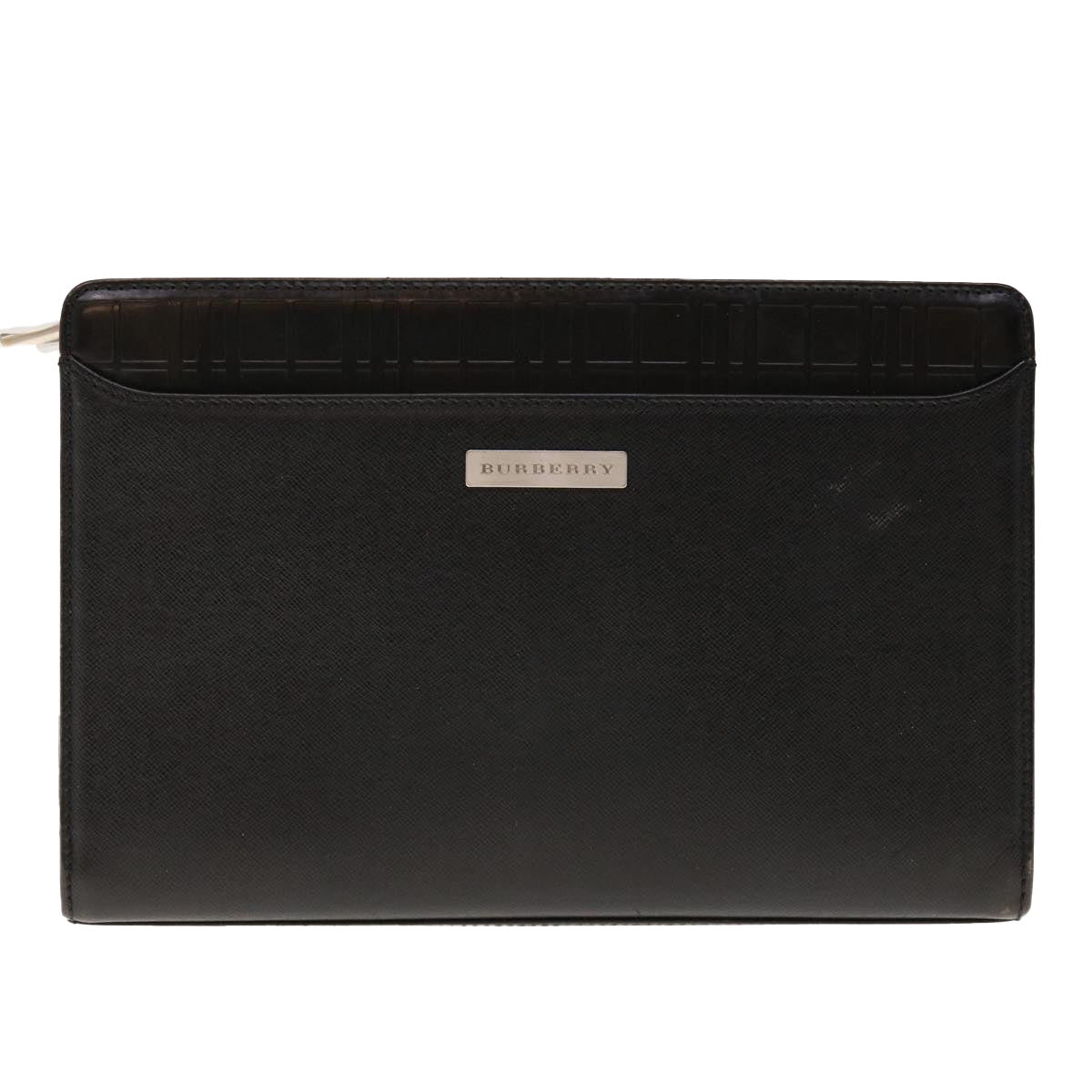 BURBERRY Clutch Bag Leather Black Auth bs11817