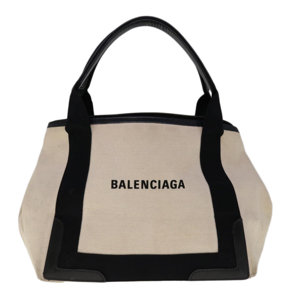 BALENCIAGA Tote Bag Canvas White Black 339933 Auth bs11818
