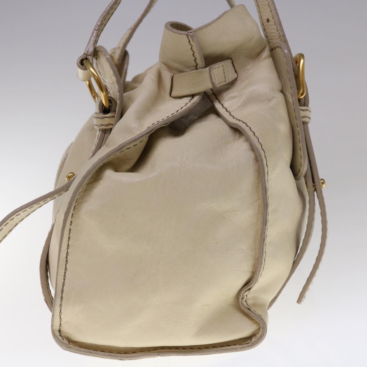 Miu Miu Shoulder Bag Leather Beige Auth bs11820