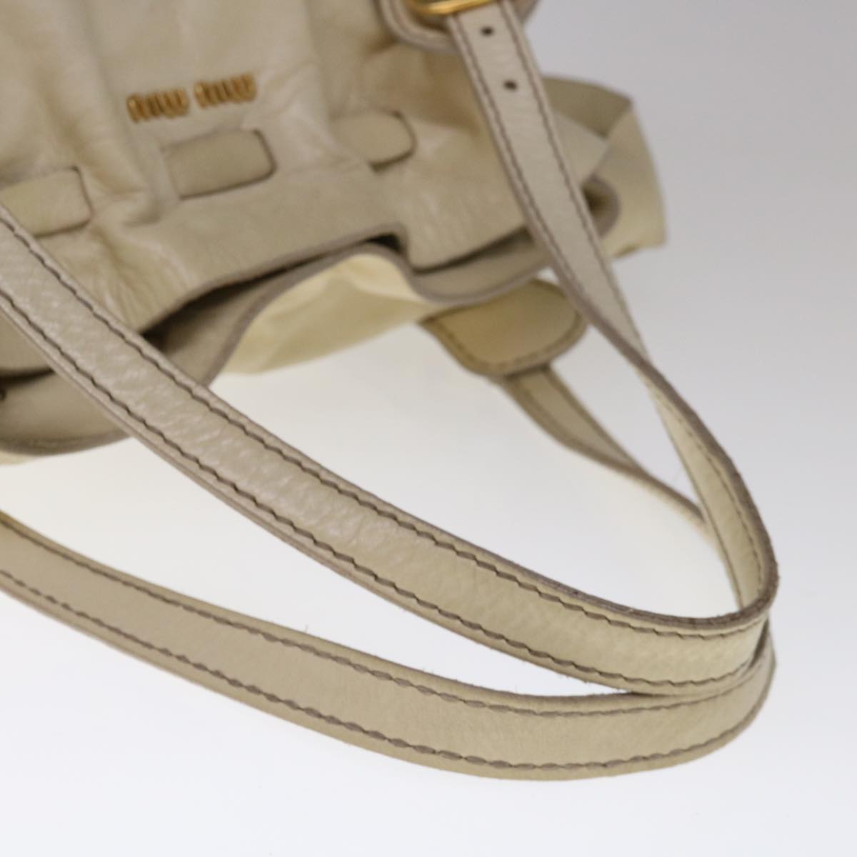 Miu Miu Shoulder Bag Leather Beige Auth bs11820