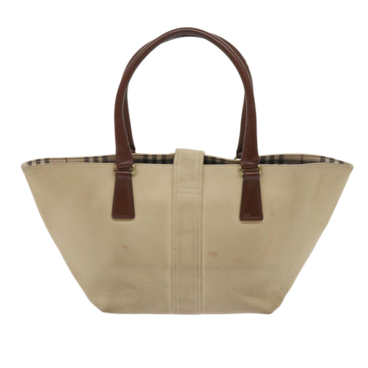 BURBERRY Tote Bag Canvas Beige Auth bs11831