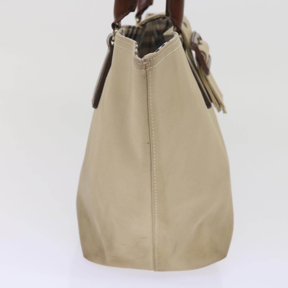 BURBERRY Tote Bag Canvas Beige Auth bs11831