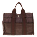 HERMES Fourre Tout PM Hand Bag Canvas Brown Auth bs11842-2