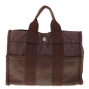 HERMES Fourre Tout PM Hand Bag Canvas Brown Auth bs11842-3