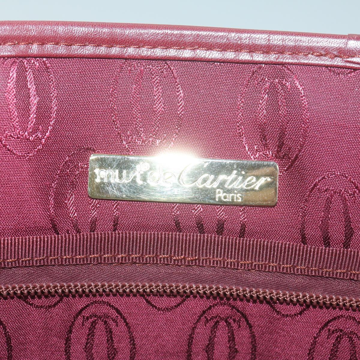 CARTIER Tote Bag Leather Red Auth bs11845