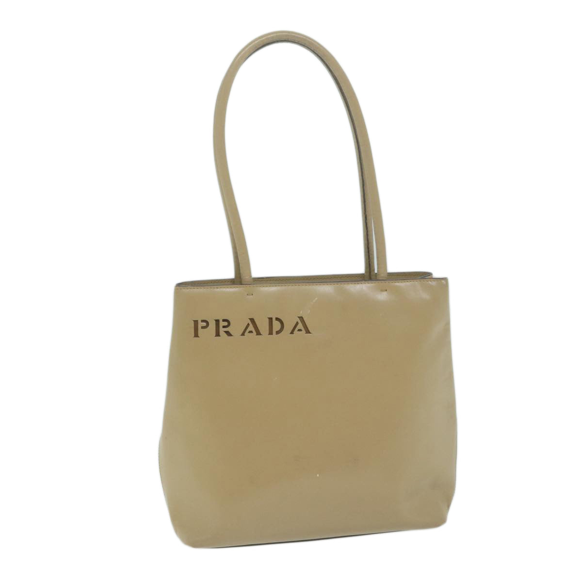 PRADA Shoulder Bag Leather Beige Auth bs11849