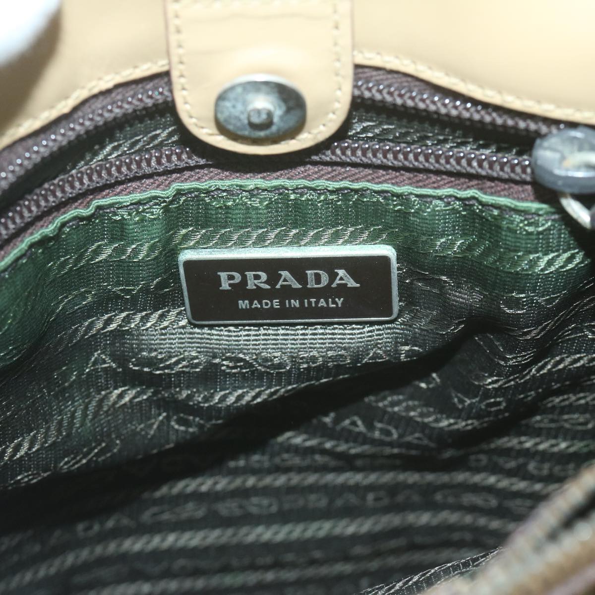 PRADA Shoulder Bag Leather Beige Auth bs11849