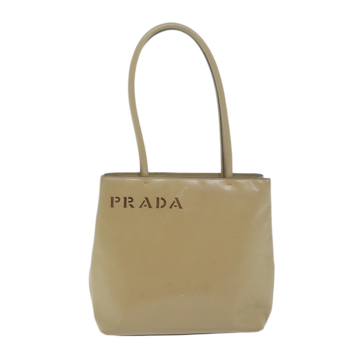 PRADA Shoulder Bag Leather Beige Auth bs11849 - 0