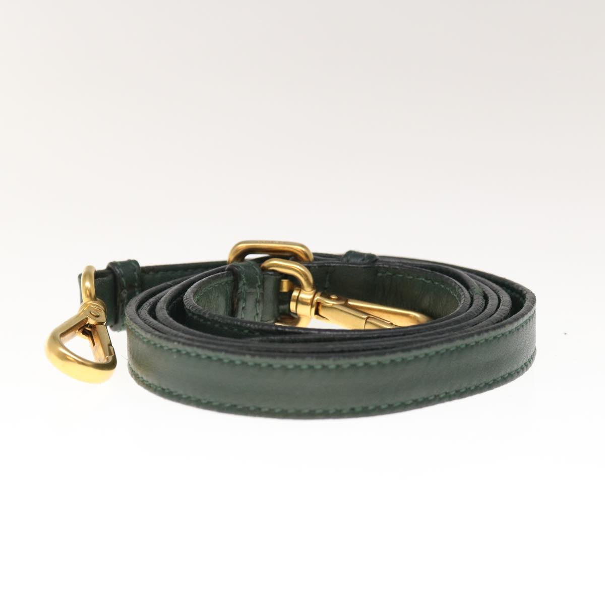 PRADA Shoulder Bag Leather Green Auth bs11850