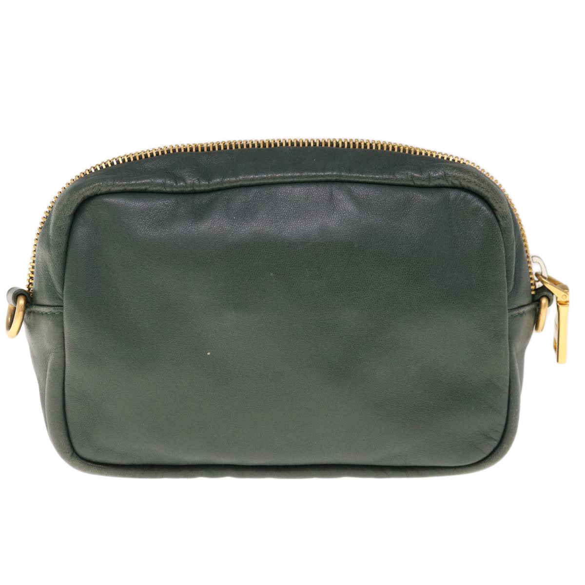 PRADA Shoulder Bag Leather Green Auth bs11850