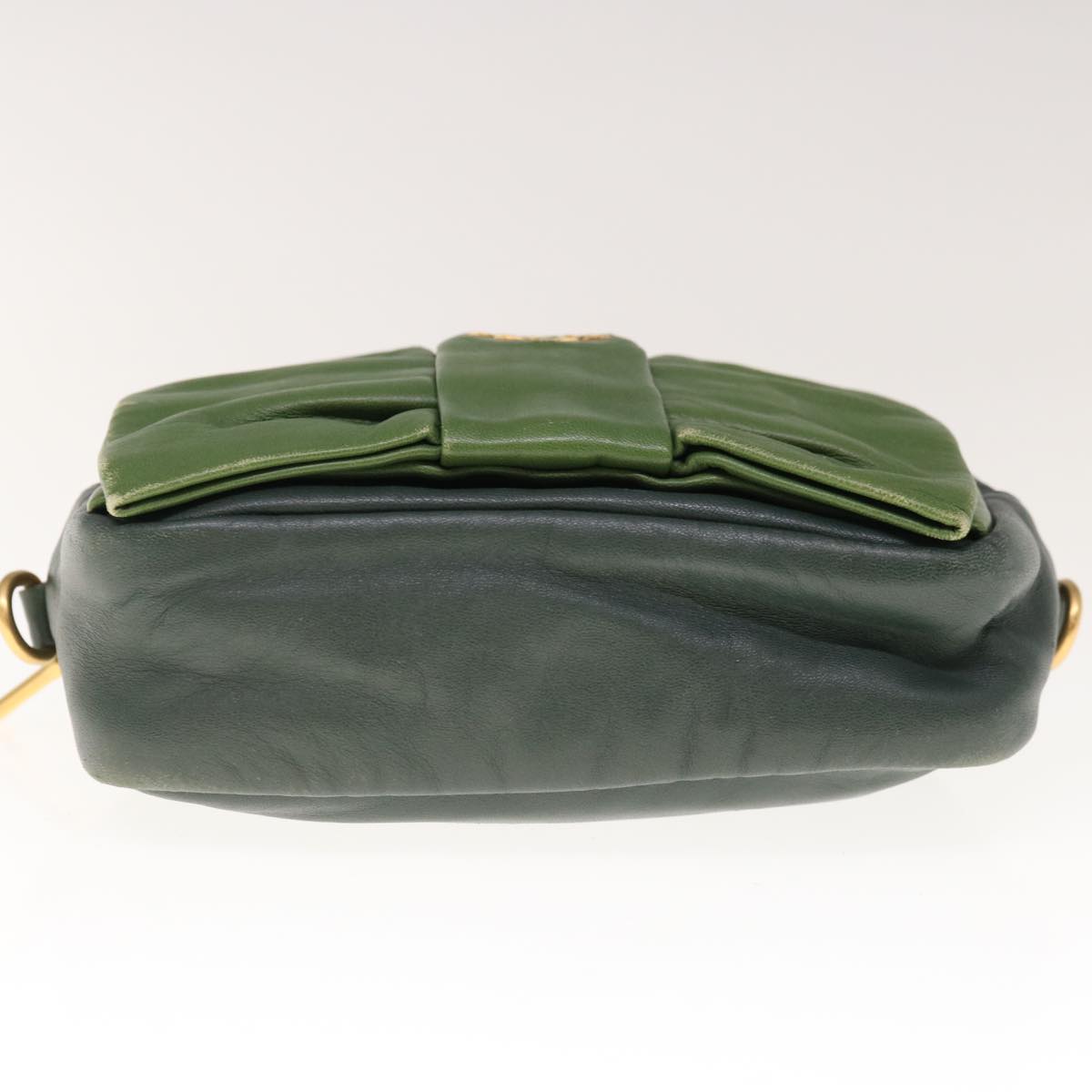 PRADA Shoulder Bag Leather Green Auth bs11850