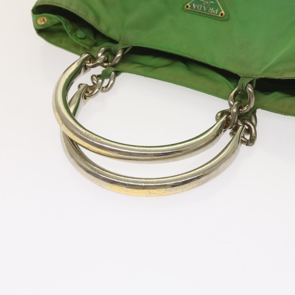 PRADA Hand Bag Nylon Green Auth bs11852