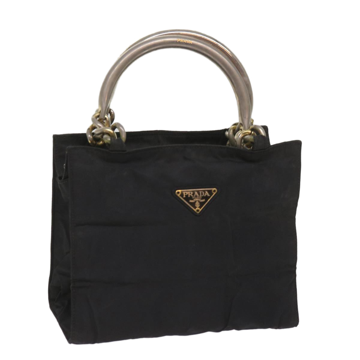 PRADA Hand Bag Nylon Black Auth bs11853