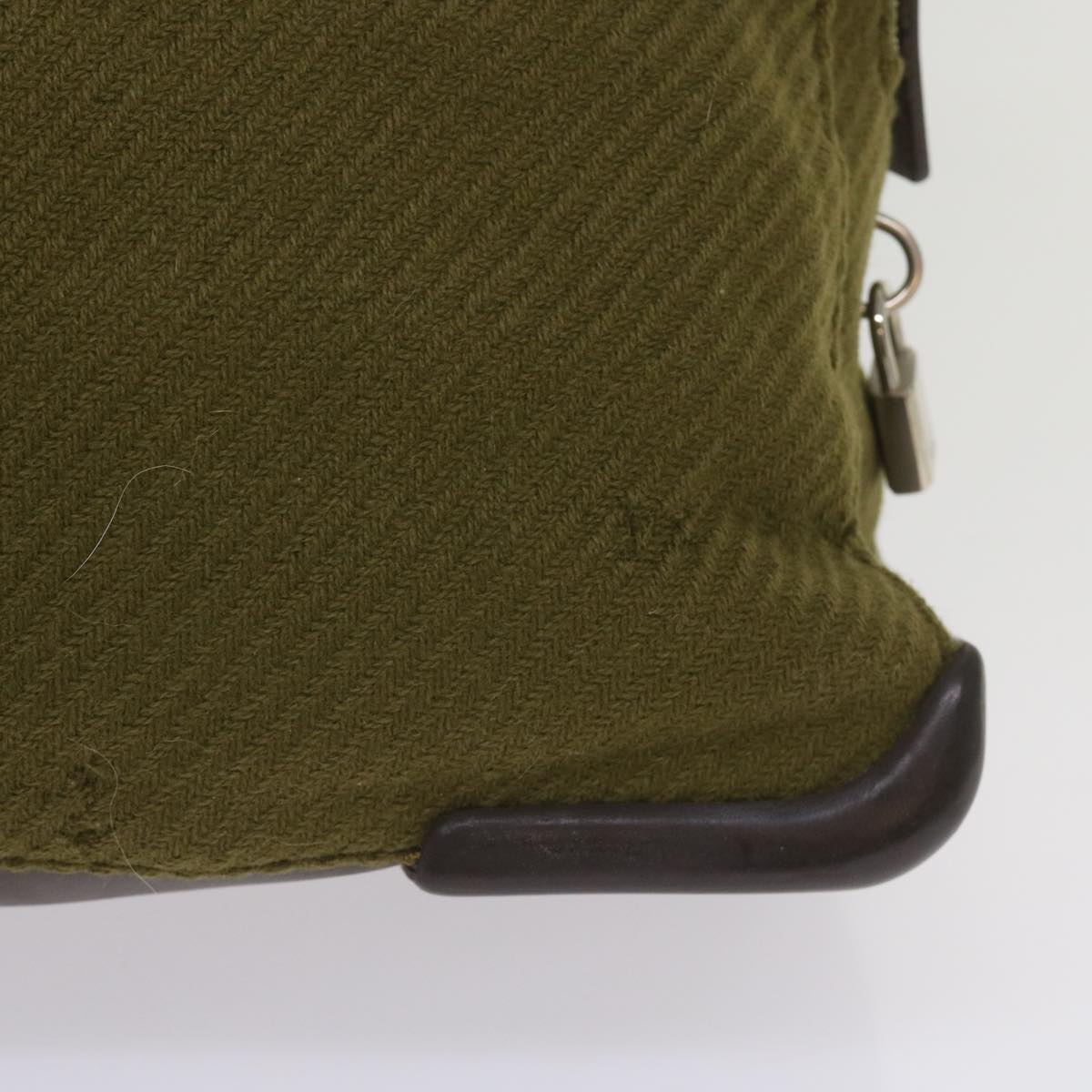 PRADA Shoulder Bag Wool Khaki Auth bs11854