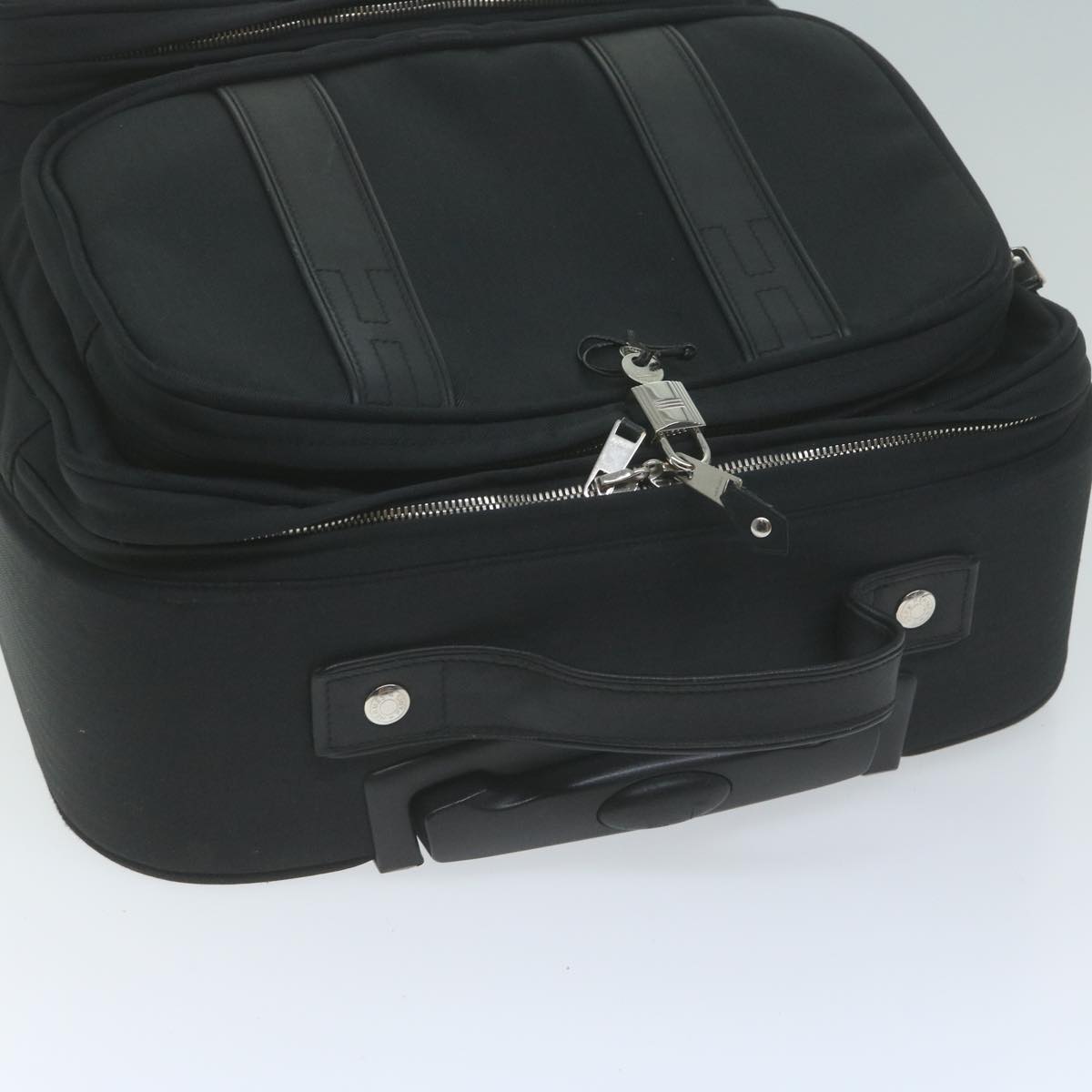 HERMES Carry Case Akapu Luco Trunk Canvas Black Auth bs11869