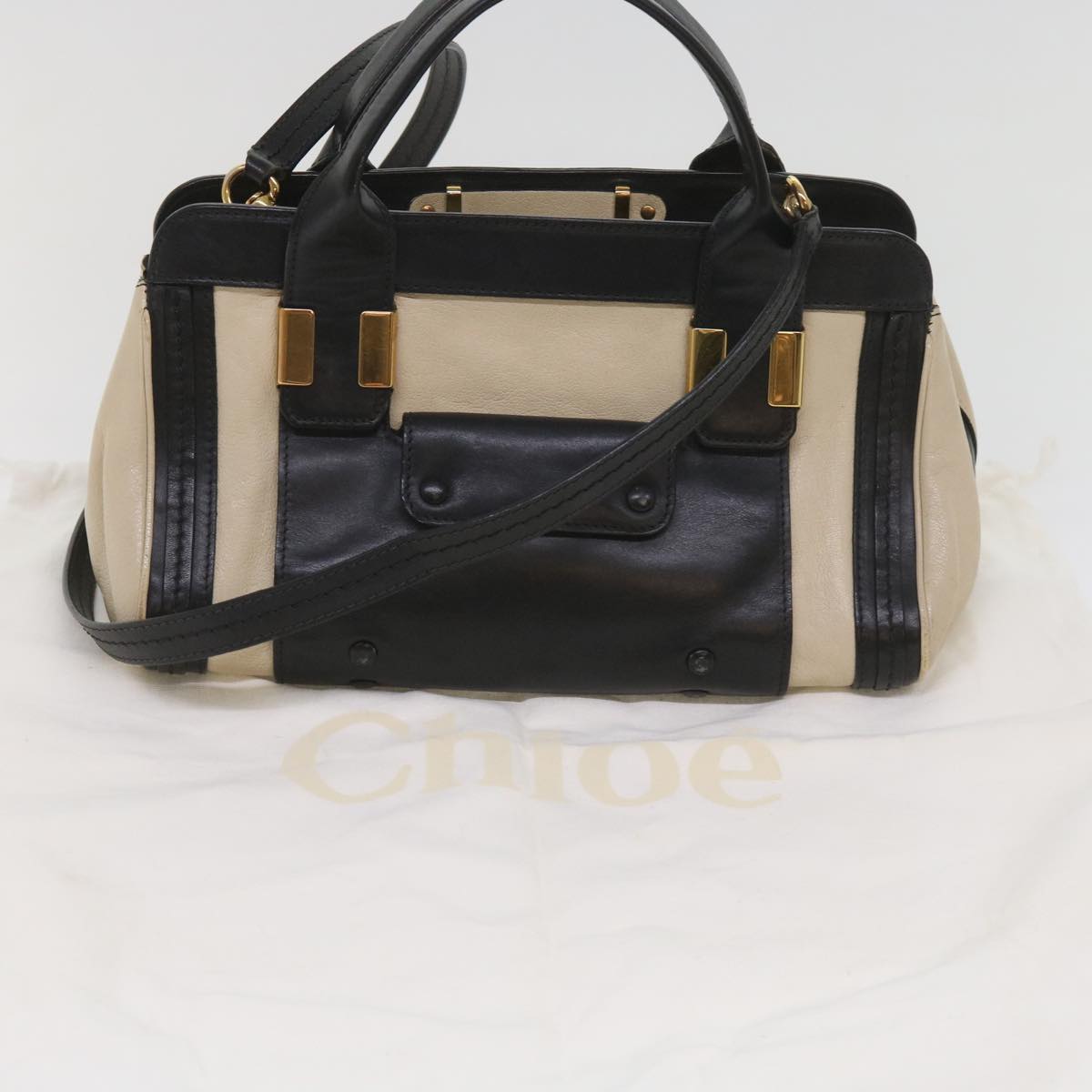 Chloe Alice Hand Bag Leather 2way Beige 04 14 63 65 Auth bs11871