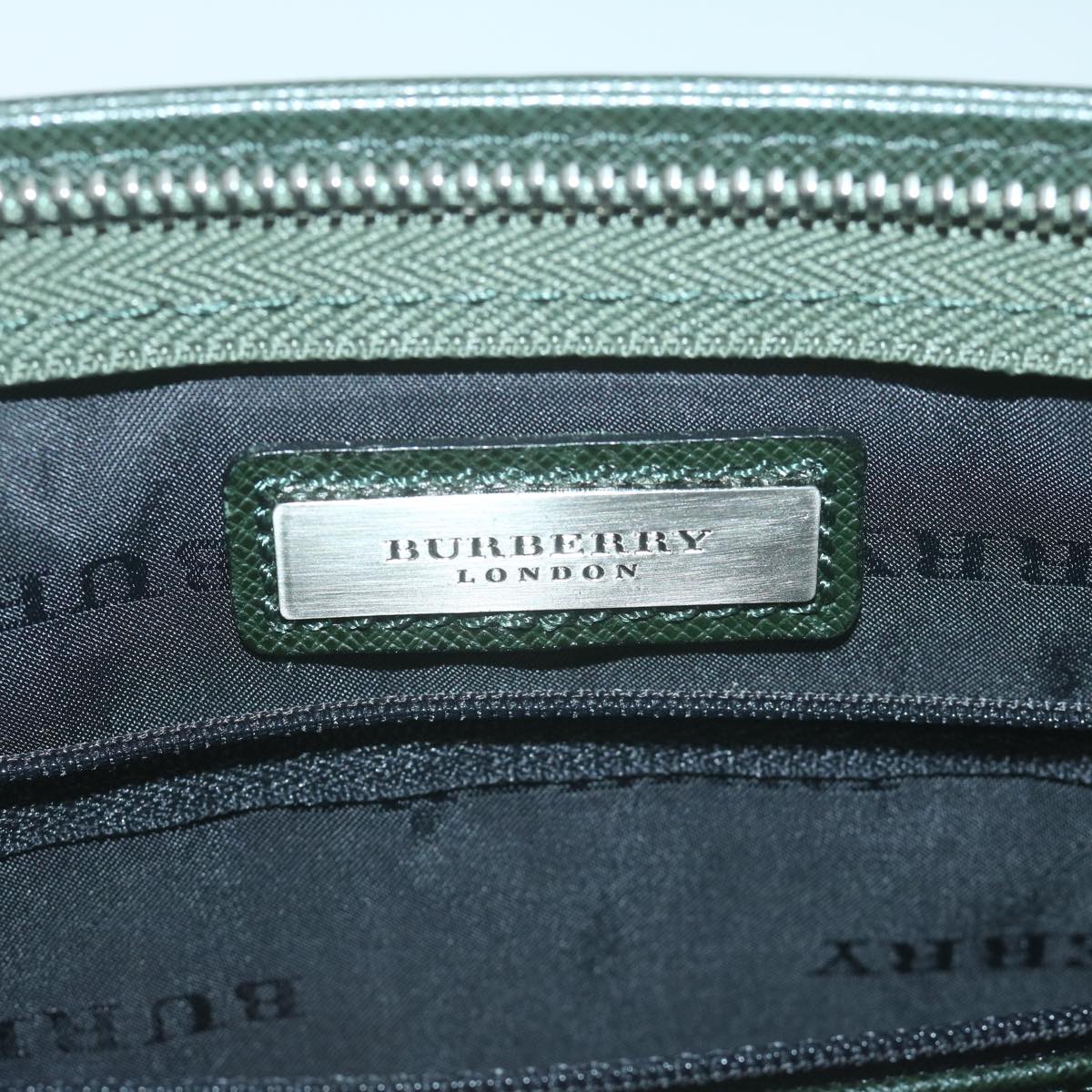 BURBERRY Clutch Bag Leather Green Auth bs11873