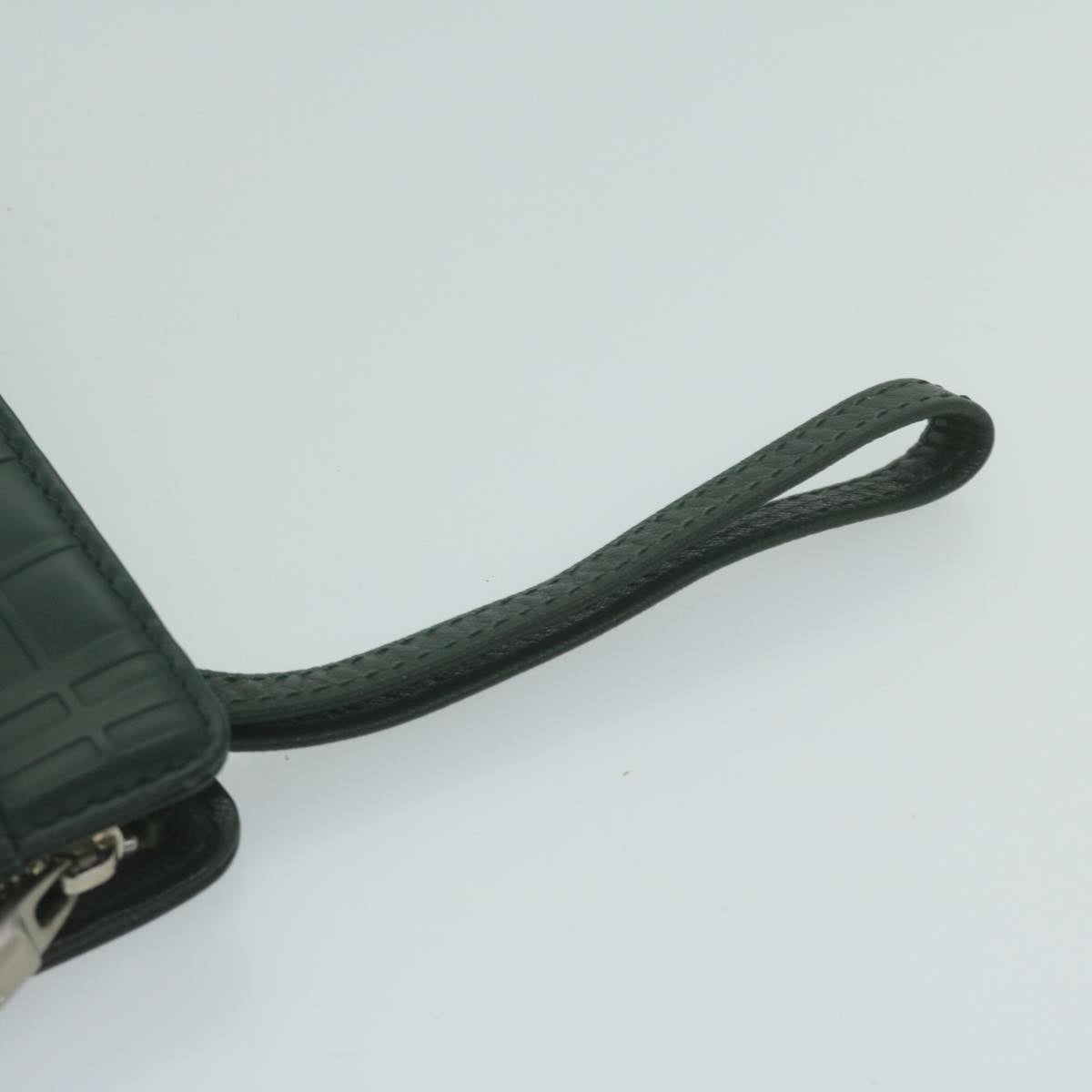 BURBERRY Clutch Bag Leather Green Auth bs11873