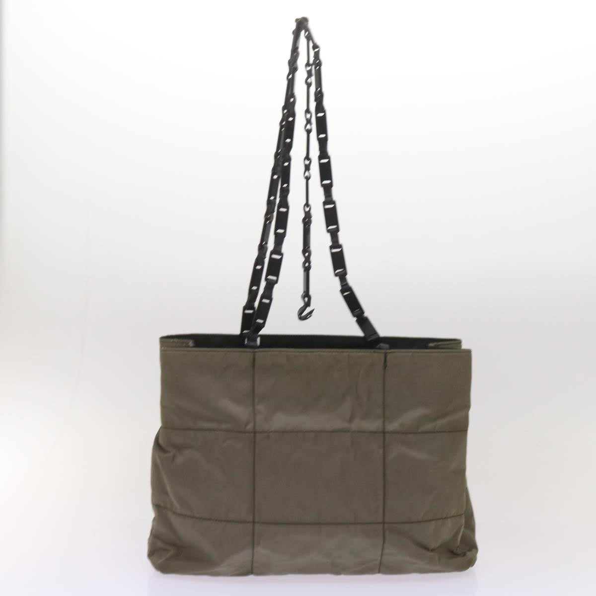 PRADA Hand Bag Nylon 2Set Cream Green Auth bs11882