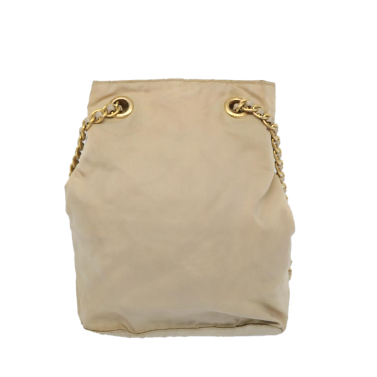 PRADA Chain Shoulder Bag Nylon Beige Auth bs11883 - 0