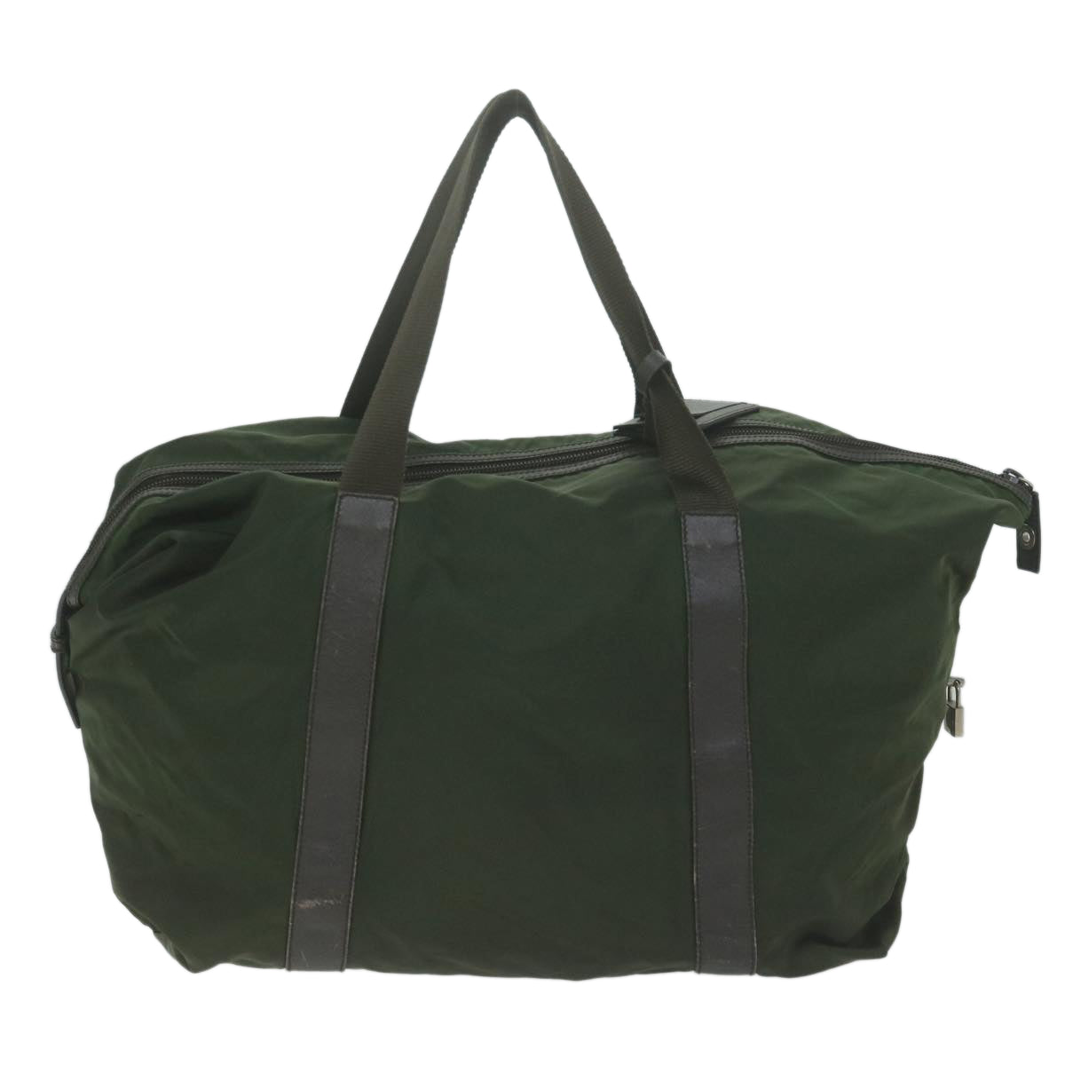 PRADA Boston Bag Nylon Green Auth bs11886 - 0