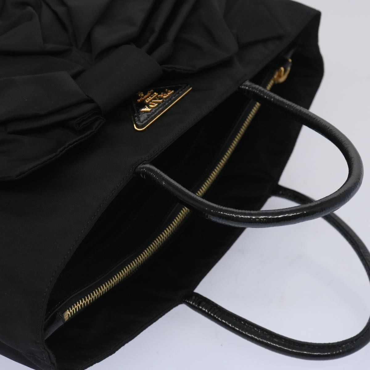 PRADA Hand Bag Nylon Black Auth bs11888