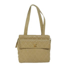 CHANEL Shoulder Bag Patent leather Beige CC Auth bs11893-13