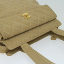 CHANEL Shoulder Bag Patent leather Beige CC Auth bs11893-6