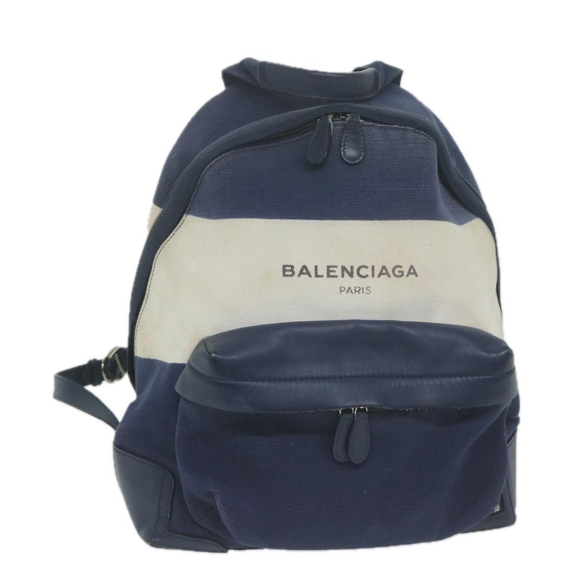 BALENCIAGA Backpack Canvas White Navy 409010 Auth bs11904