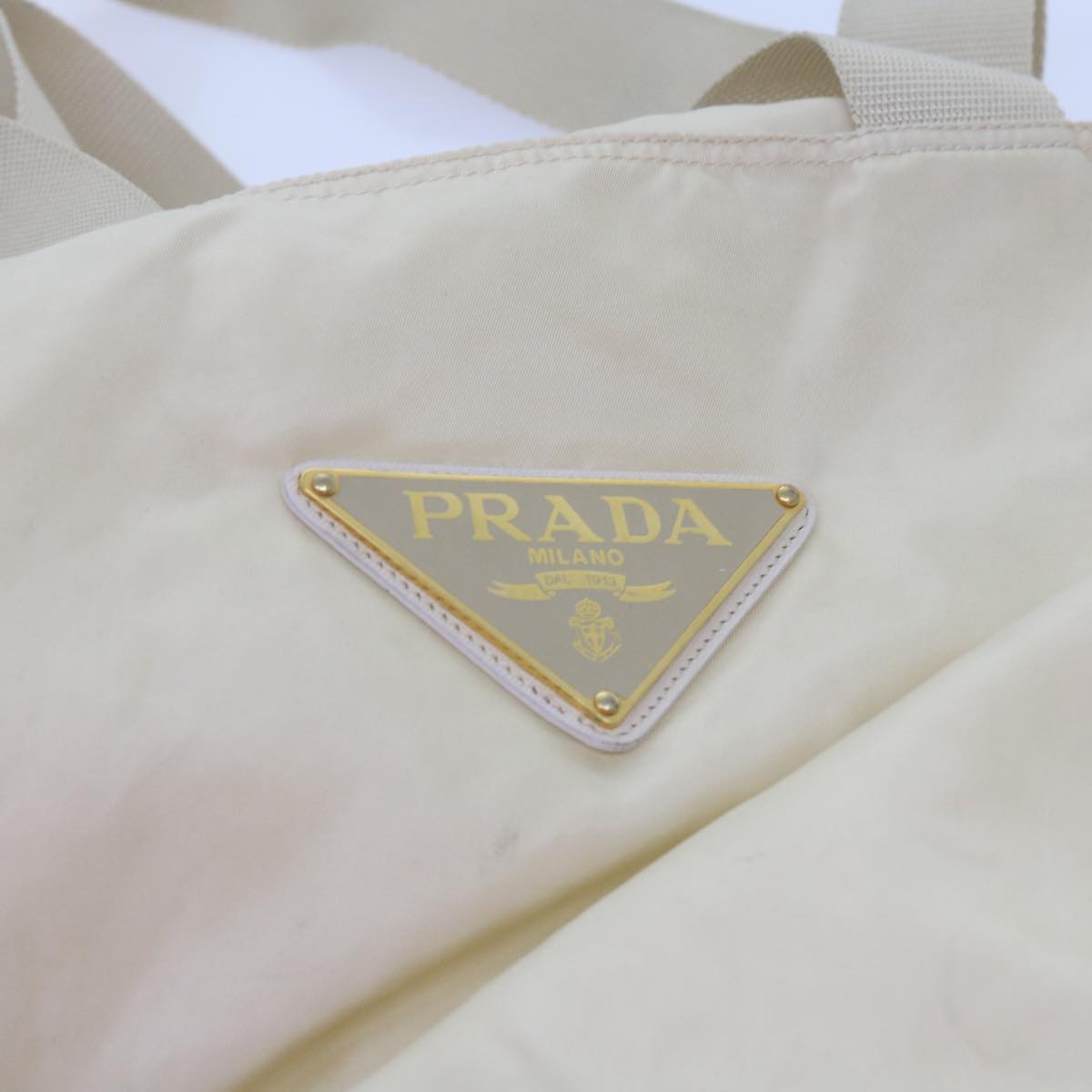 PRADA Shoulder Bag Nylon Beige Auth bs11906